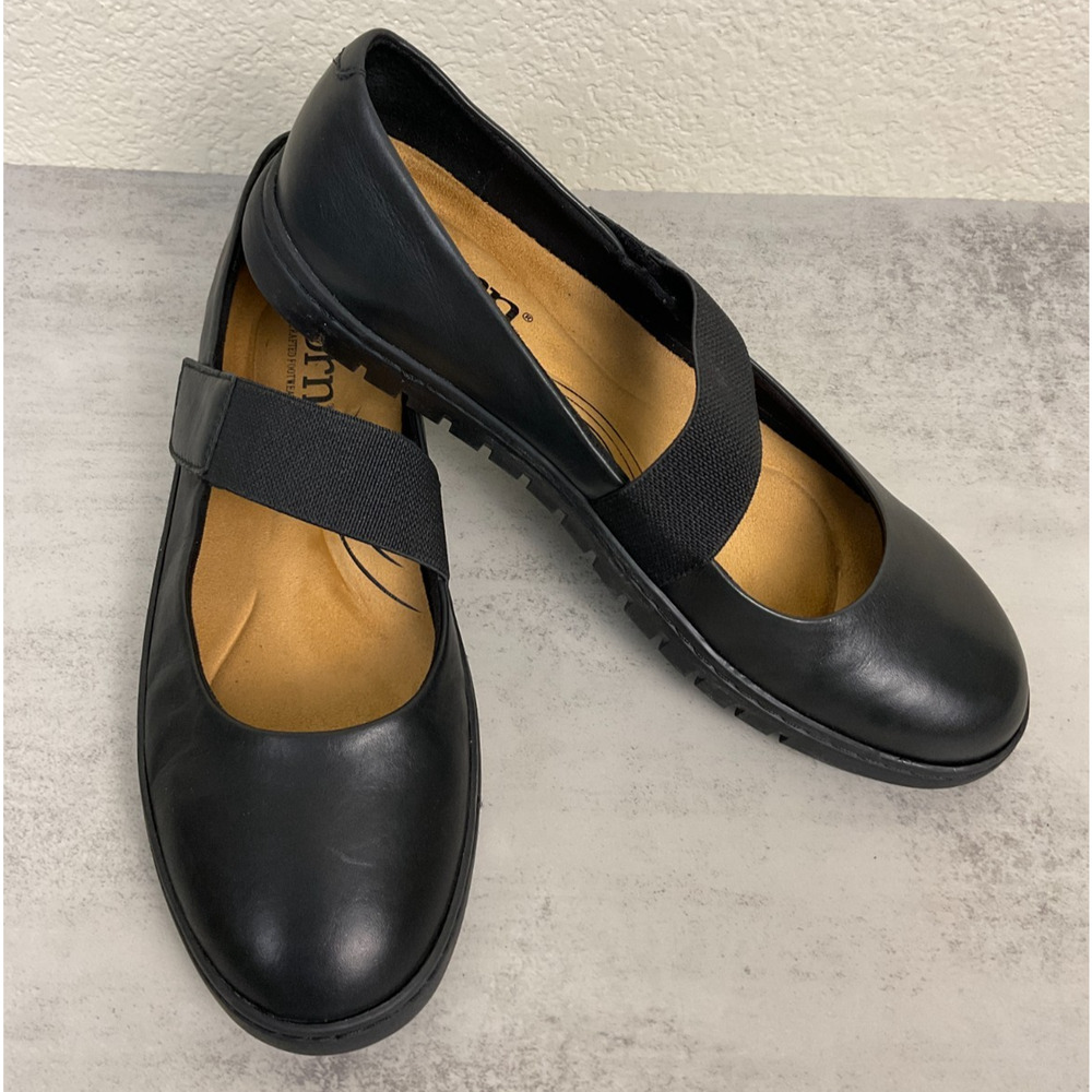 Born Leather Mary Jane Shoes 9.5 Black Comfort Slip On Strap Casual Walking